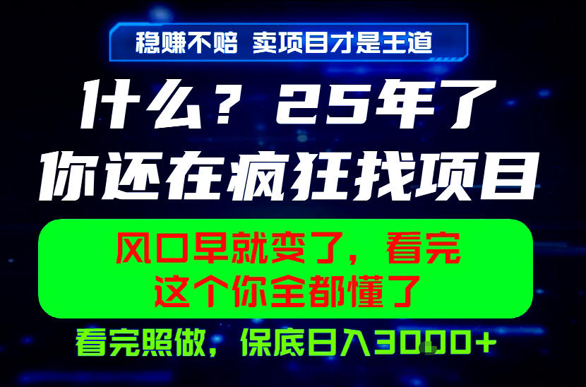 26年，请不要疯狂的找项目做了！卖项目才是真的稳賺不赔，看完照做，保底日入1k+【揭秘】|无忧资源社