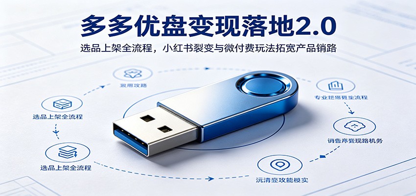 多多优盘变现落地2.0：选品上架全流程，小红书裂变与微付费玩法拓宽产品销路|无忧资源社