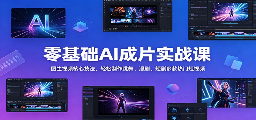 零基础AI成片实战课：图生视频核心技法，轻松制作跳舞、漫剧、短剧多款热门短视频|无忧资源社