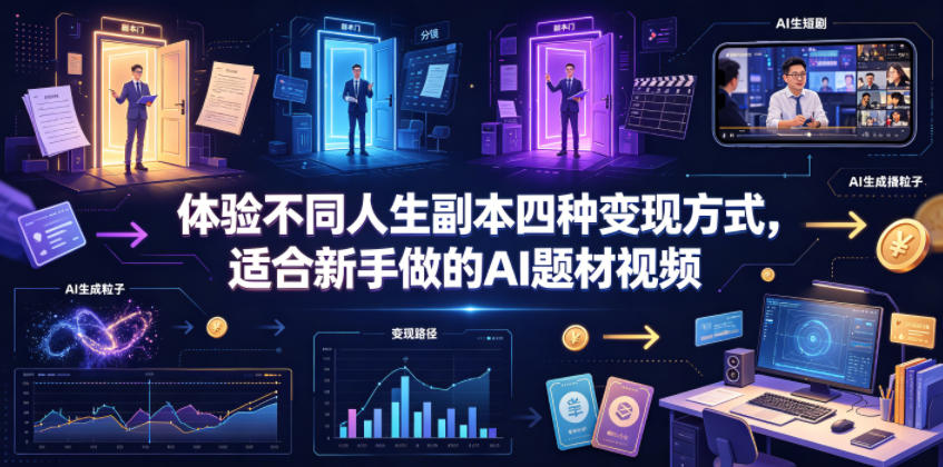 体验不同人生副本四种变现方式,适合新手做的AI题材视频|无忧资源社
