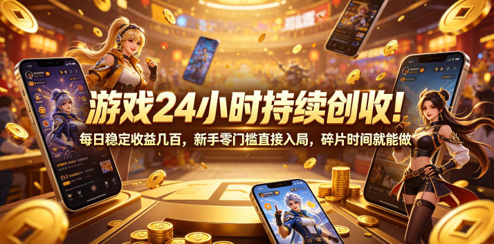 游戏24小时持续创收！每日稳定收益几百，新手零门槛直接入局，碎片时间就能做【揭秘】|无忧资源社
