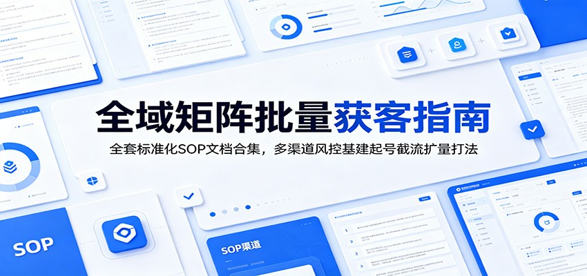 全域矩阵批量获客指南：全套标准化SOP文档合集，多渠道风控基建起号截流扩量打法|无忧资源社