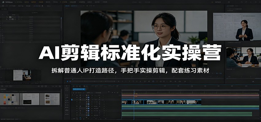 AI剪辑标准化实操营：拆解普通人IP打造路径，手把手实操剪辑，配套练习素材|无忧资源社