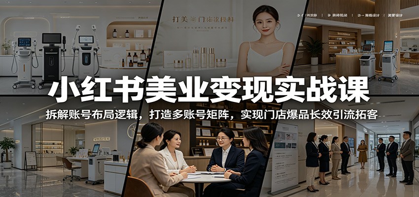 小红书美业变现实战课：拆解账号布局逻辑，打造多账号矩阵，实现门店爆品长效引流拓客|无忧资源社