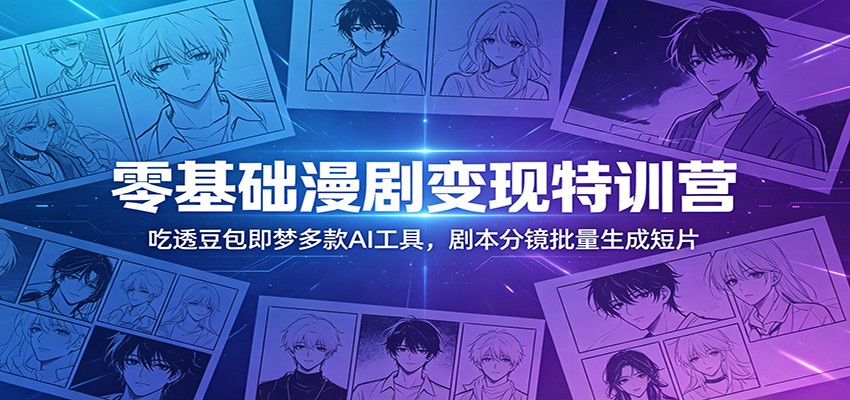 零基础漫剧变现特训营：吃透豆包即梦多款AI工具，剧本分镜批量生成短片|无忧资源社