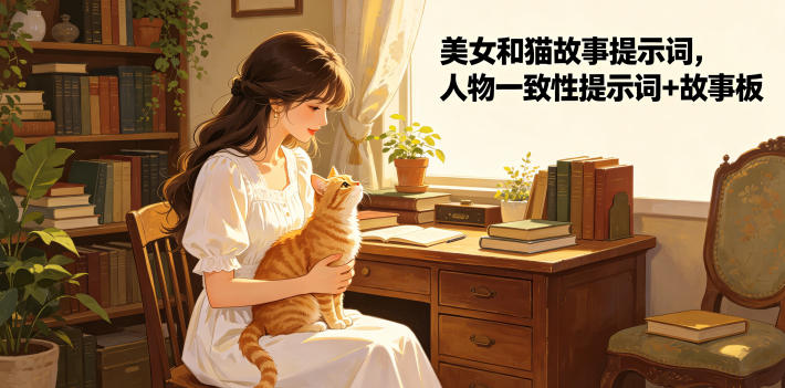 美女和猫故事提示词,人物一致性提示词+故事板|无忧资源社