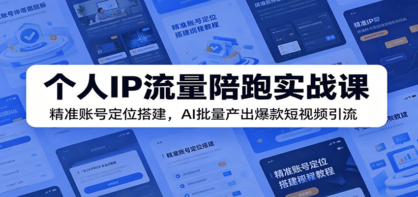 个人IP流量陪跑实战课：精准账号定位搭建，AI批量产出爆款短视频引流|无忧资源社