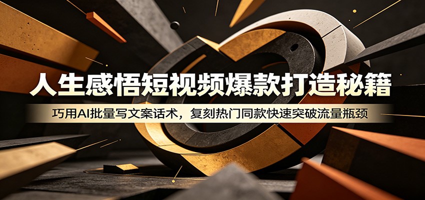 人生感悟短视频爆款打造秘籍:巧用A 批量写文案话术,复刻热门同款快速突破流量瓶颈|无忧资源社
