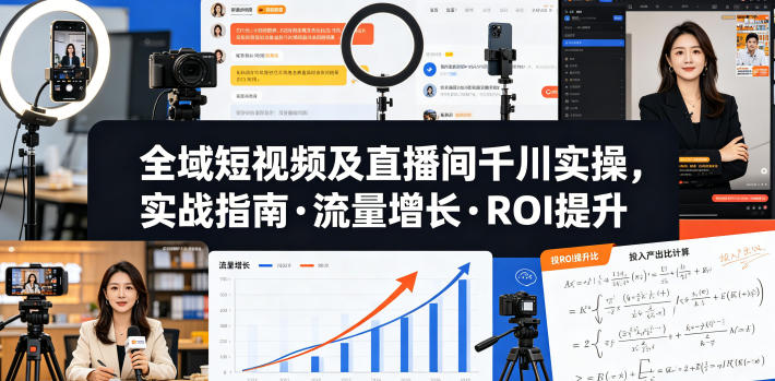 全域短视频及直播间千川实操，实战指南·流量增长·ROI提升（更新）|无忧资源社