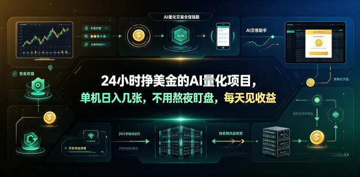 24小时挣美金的AI量化项目，单机日入几十美刀，不用熬夜盯盘，每天见收益【揭秘】|无忧资源社