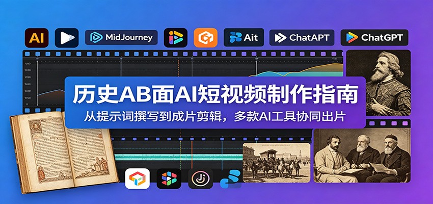 历史AB面AI短视频制作指南：从提示词撰写到成片剪辑，多款AI工具协同出片|无忧资源社