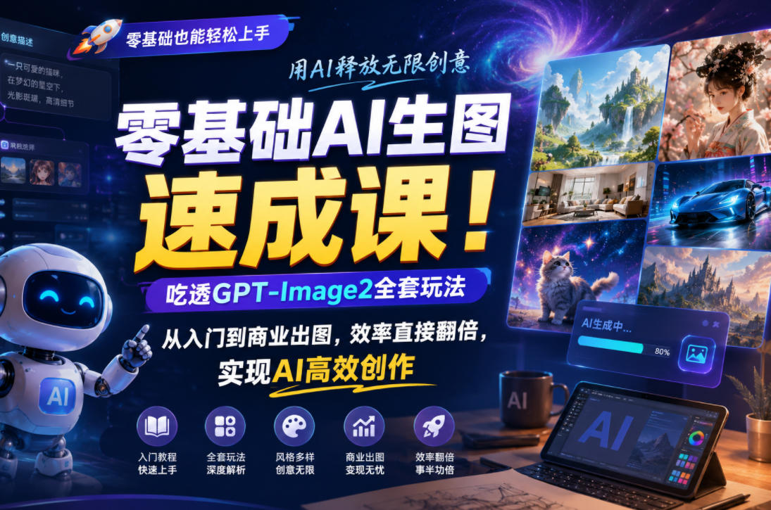 零基础AI生图速成课！吃透GPT-Image2全套玩法，从入门到商业出图，效率直接翻倍，实现AI高效创作|无忧资源社
