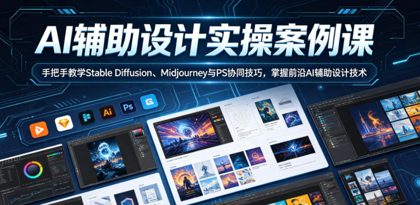 AI辅助设计实操案例课，手把手教学Stable Diffusion、Midjourney与PS协同技巧，掌握前沿AI辅助设计技术|无忧资源社