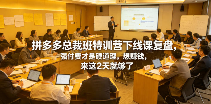 拼多多总裁班特训营下线课复盘，强付费才是硬道理，想賺钱，来这2天就够了|无忧资源社