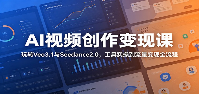 AI视频创作变现课：玩转Veo3.1与Seedance2.0，工具实操到流量变现全流程|无忧资源社