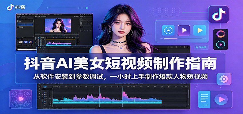 抖音AI美女短视频制作指南：从软件安装到参数调试，一小时上手制作爆款人物短视频|无忧资源社