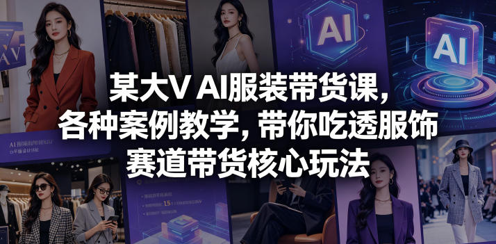 某大V AI服装带货课，各种案例教学，带你吃透服饰赛道带货核心玩法|无忧资源社