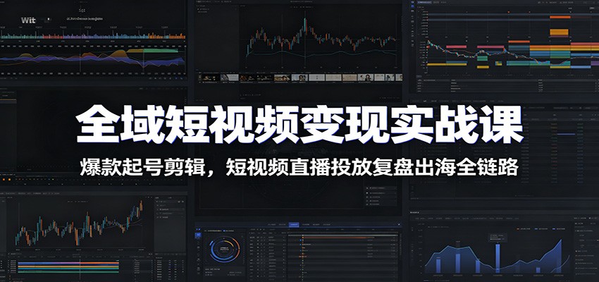 全域短视频变现实战课：爆款起号剪辑，短视频直播投放复盘出海全链路|无忧资源社