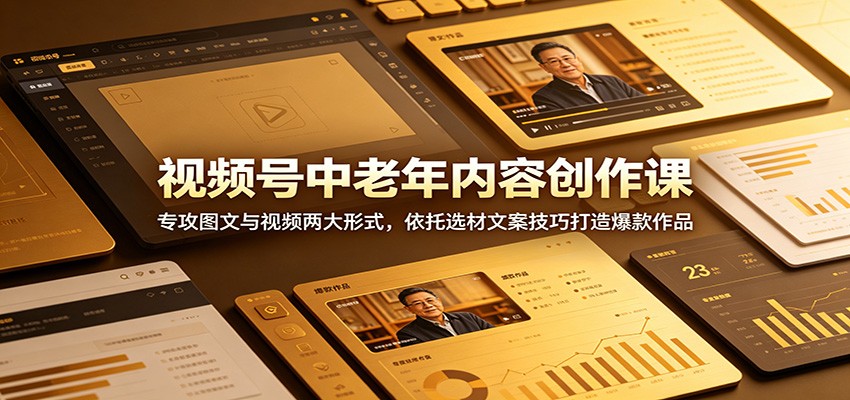 视频号中老年内容创作课：专攻图文与视频两大形式，依托选材文案技巧打造爆款作品|无忧资源社