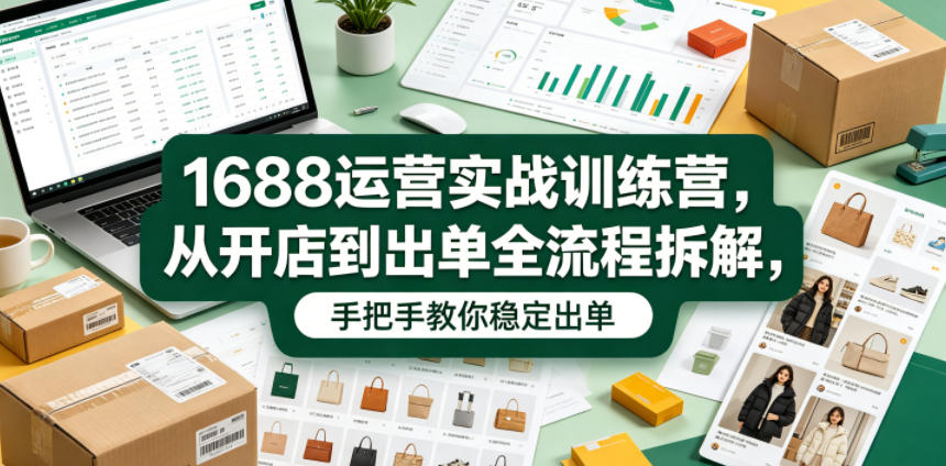 1688运营实战训练营，从开店到出单全流程拆解，手把手教你稳定出单|无忧资源社