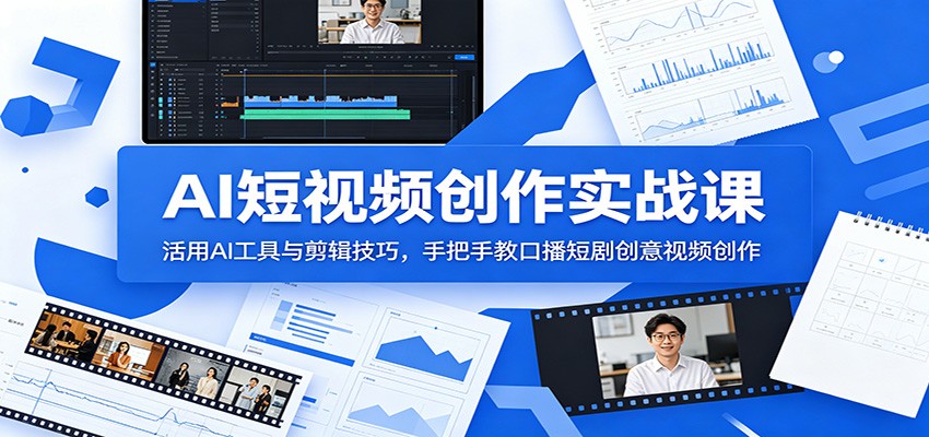 AI短视频创作实战课：活用AI工具与剪辑技巧，手把手教口播短剧创意视频创作|无忧资源社