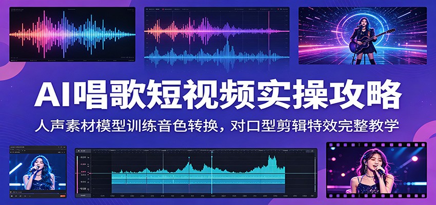 AI唱歌短视频实操攻略：人声素材模型训练音色转换，对口型剪辑特效完整教学|无忧资源社