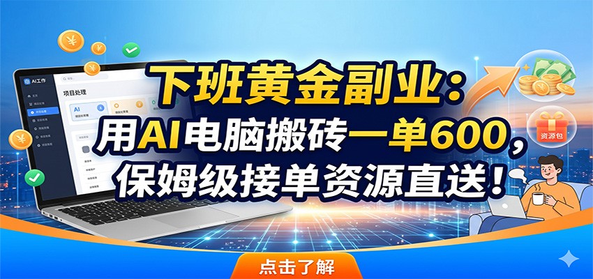 下班黄金副业:用AI电脑搬砖一单600,保姆级接单资源直送!|无忧资源社