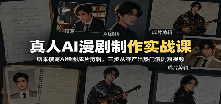 真人AI漫剧制作实战课：剧本撰写AI绘图成片剪辑，三步从零产出热门漫剧短视频|无忧资源社