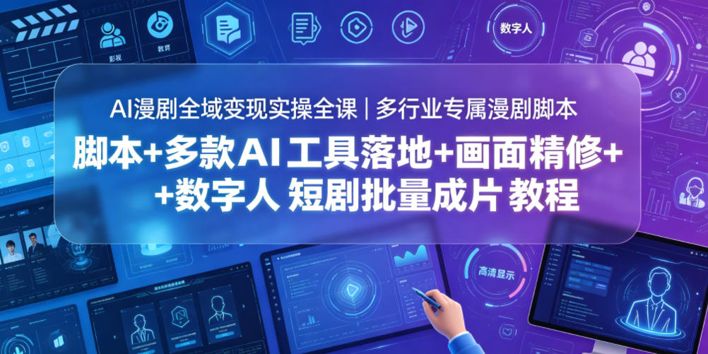 AI漫剧全域变现实操全课｜多行业专属漫剧脚本+多款AI工具落地+画面精修+数字人短剧批量成片全教程|无忧资源社