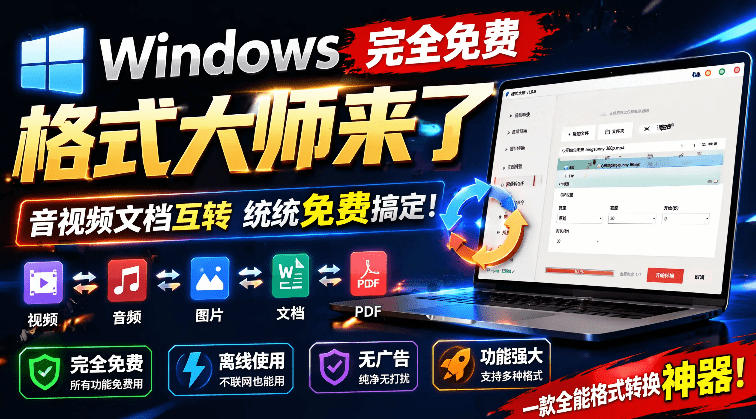 Windows完全免费格式大师来了，音视频文档互转统统免费搞定！免费无广，离线使用格式大师|无忧资源社