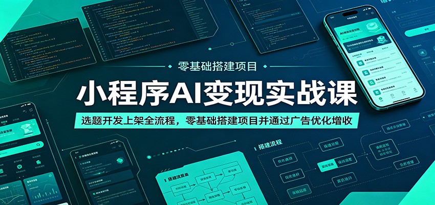 小程序AI变现实战课：选题开发上架全流程，零基础搭建项目并通过广告优化增收|无忧资源社