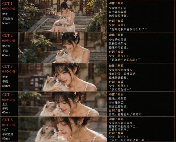 图片[2]|美女和猫故事提示词，人物一致性提示词+故事板|无忧资源社