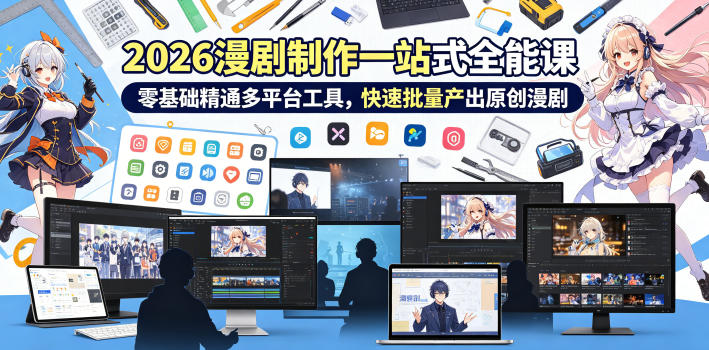 2026 AI漫剧制作一站式全能课，零基础精通多平台工具，快速批量产出原创漫剧|无忧资源社