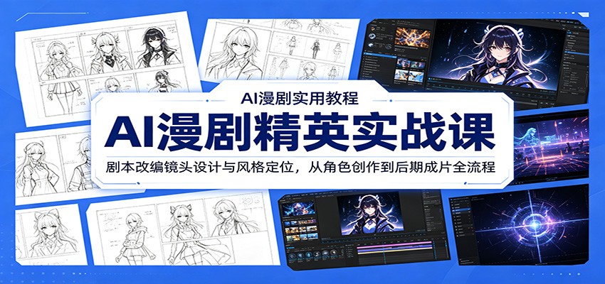 AI漫剧精英实战课：剧本改编镜头设计与风格定位，从角色创作到后期成片全流程|无忧资源社