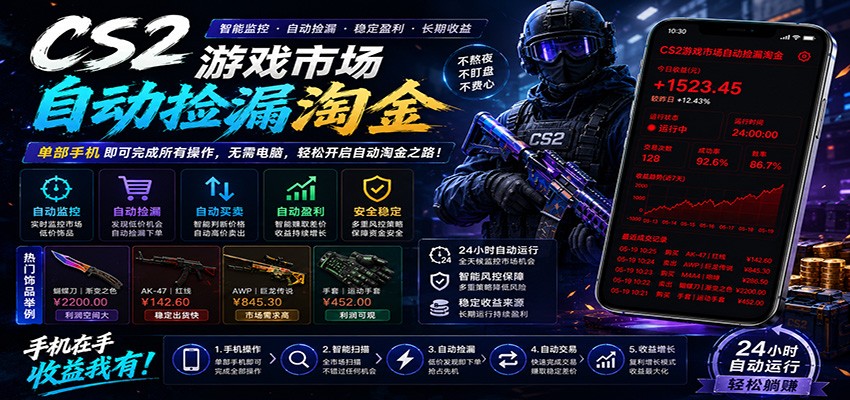 CSGO挂机捡漏项目通过利用游戏饰品交易机制，结合薄凉软件辅助捡漏，实现盈利|无忧资源社
