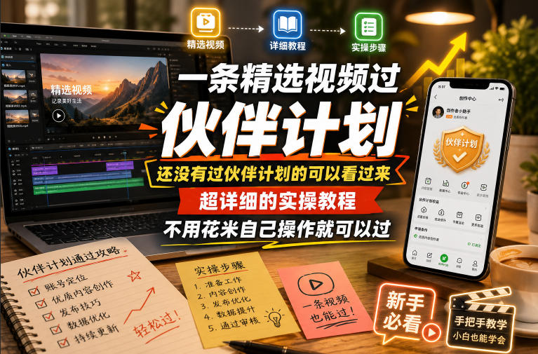 一条精选视频过伙伴计划,还没有过伙伴计划的可以看过来,超详细的实操教程,不用花米自己操作就可以过|无忧资源社