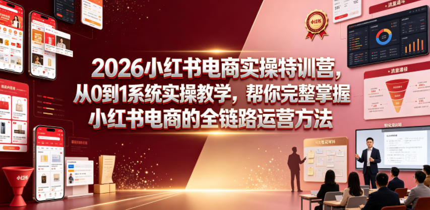 2026小红书电商实操特训营，从0到1系统实操教学，帮你完整掌握小红书电商的全链路运营方法|无忧资源社