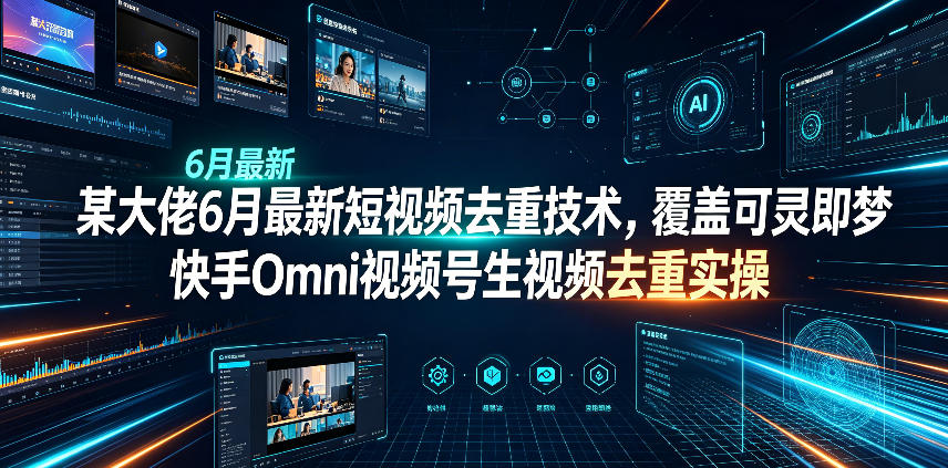 某大佬6月最新短视频去重技术，覆盖可灵即梦快手Omni视频号生视频去重实操|无忧资源社