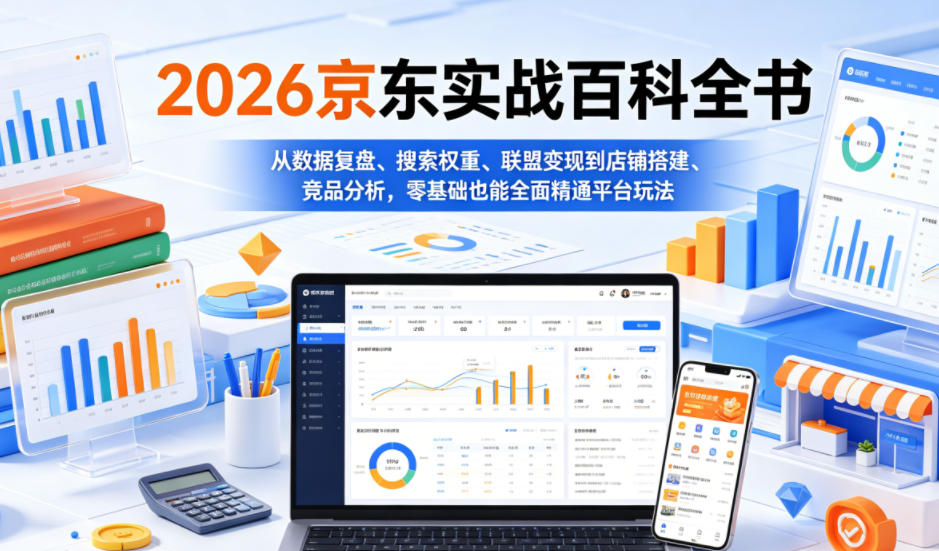 2026京东实战百科全书，从数据复盘、搜索权重、联盟变现到店铺搭建、竞品分析，零基础也能全面精通平台玩法|无忧资源社