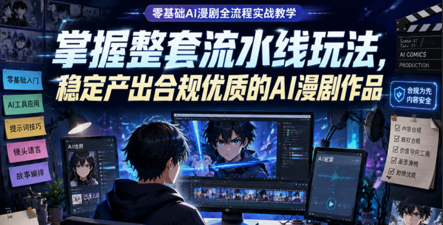 零基础AI漫剧全流程实战教学，掌握整套流水线玩法，稳定产出合规优质的AI漫剧作品|无忧资源社