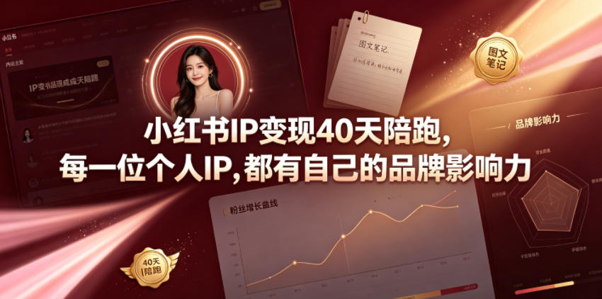 小红书IP变现40天陪跑，每一位个人IP，都有自己的品牌影响力|无忧资源社