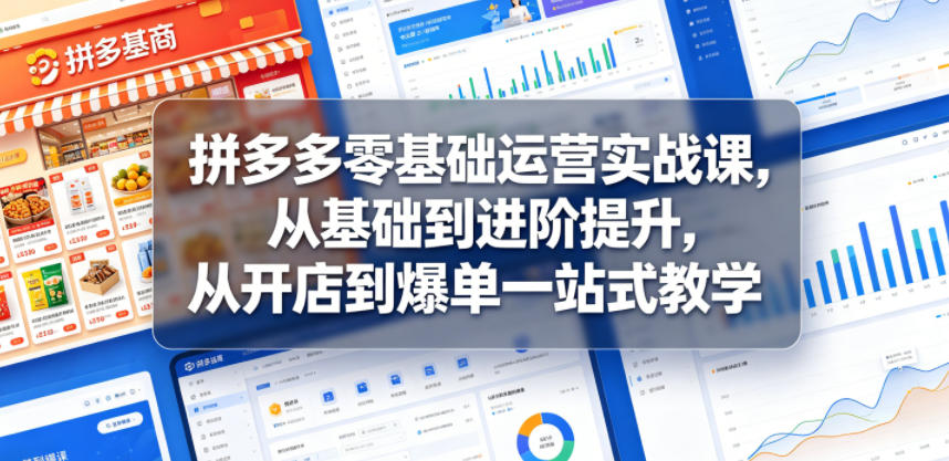拼多多零基础运营实战课，从基础到进阶提升，从开店到爆单一站式教学|无忧资源社