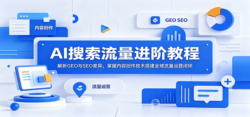 AI搜索流量进阶教程：解析GEO与SEO差异，掌握内容创作技术搭建全域流量运营闭环|无忧资源社