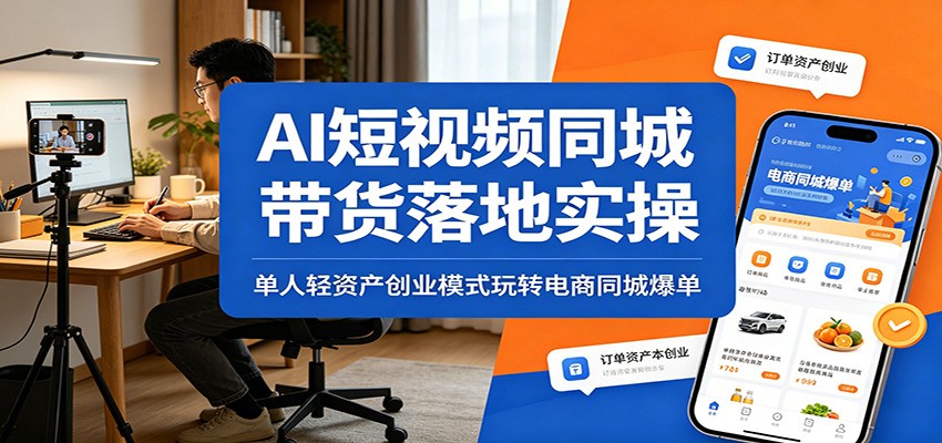 AI短视频同城带货落地实操：单人轻资产创业模式玩转电商同城爆单|无忧资源社