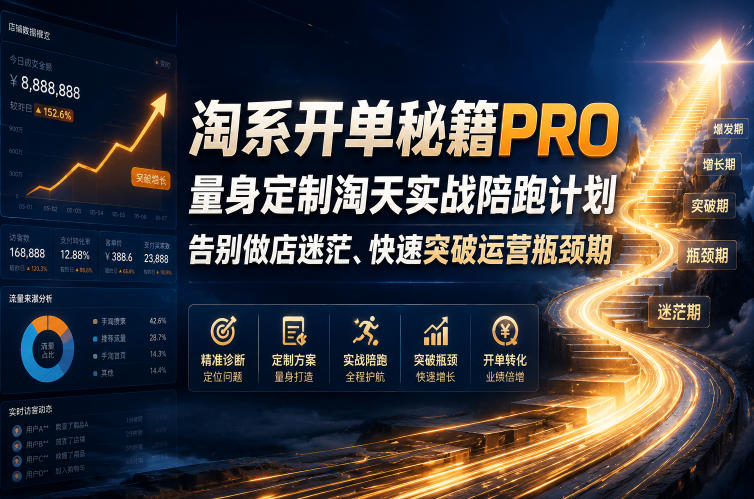 淘系开单秘籍PRO，量身定制淘天实战陪跑计划，告别做店迷茫、快速突破运营瓶颈期（2026年6月11）|无忧资源社