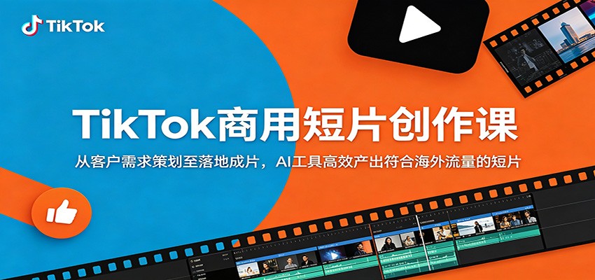 TikTok商用短片创作课：从客户需求策划至落地成片，AI工具高效产出符合海外流量的短片|无忧资源社
