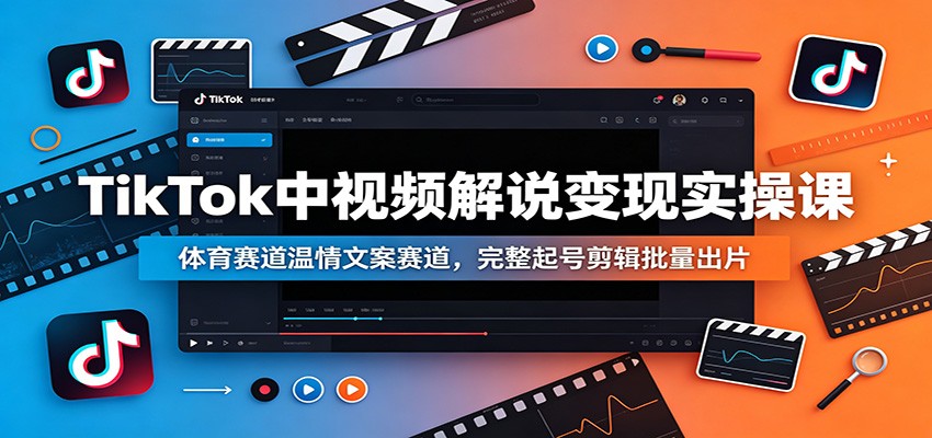 TikTok中视频解说变现实操课：体育赛道温情文案赛道，完整起号剪辑批量出片|无忧资源社