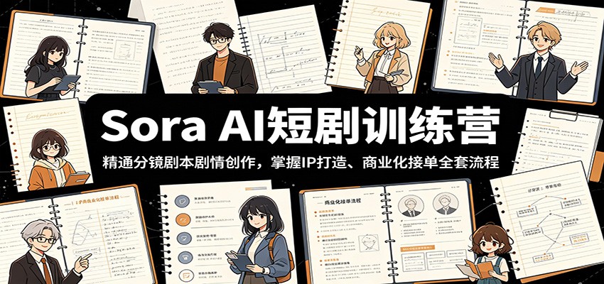 Sora AI短剧训练营：精通分镜剧本剧情创作，掌握IP打造、商业化接单全套流程|无忧资源社