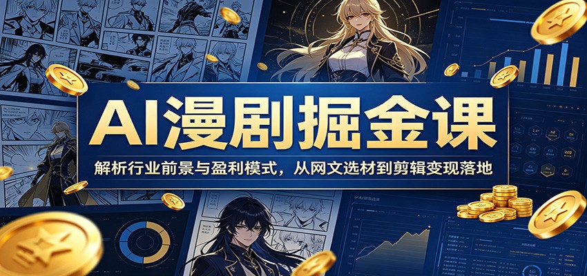 AI漫剧掘金课：解析行业前景与盈利模式，从网文选材到剪辑变现落地|无忧资源社