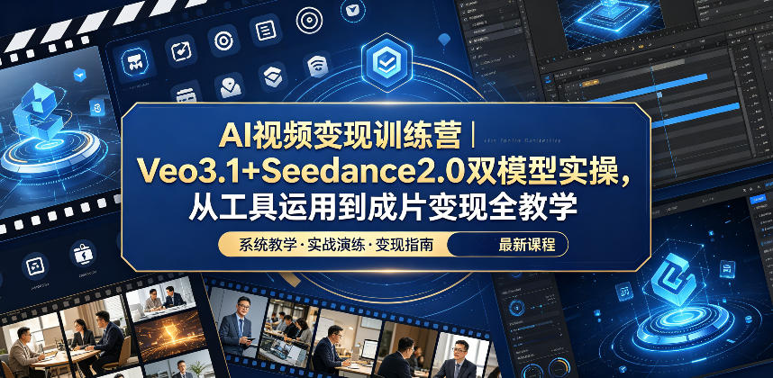 AI视频变现训练营｜Veo3.1+Seedance2.0双模型实操，从工具运用到成片变现全教学|无忧资源社